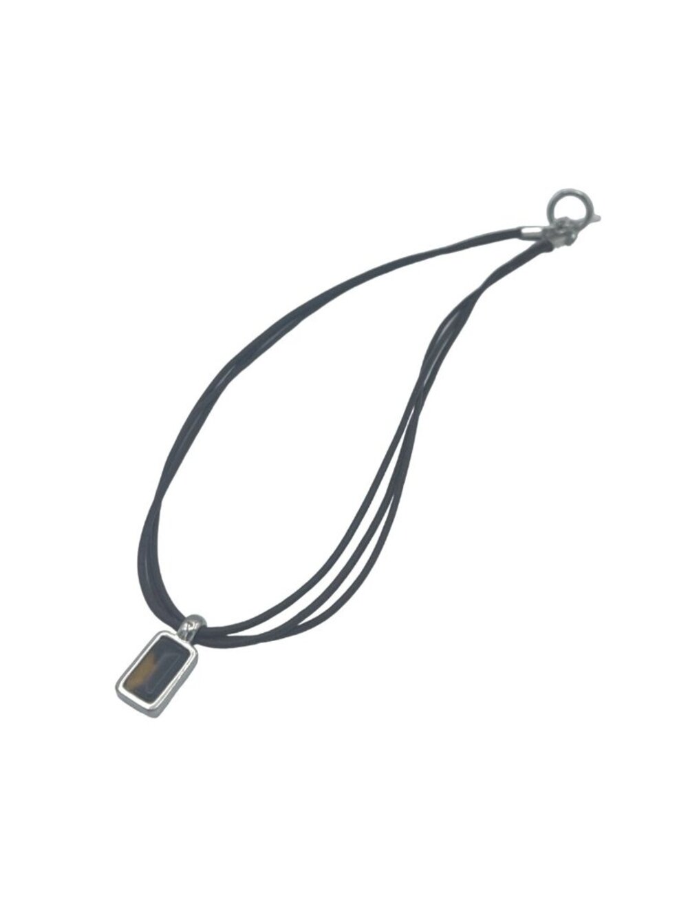 Ralph Lauren Multi-Strand Leather Cord Necklace With Silver Faux Tortoise Pendan